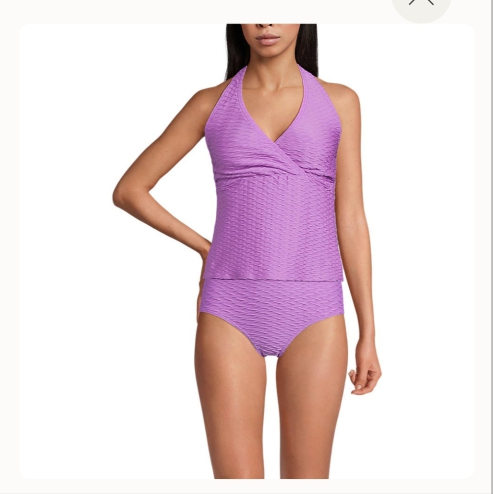 Lands' End Women's Purple Halter  Tankini Top S 6/8